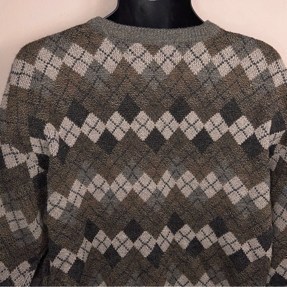 VINTAGE XLT MENS AMERICAN PORTRAIT GREEN ARGYLE SWEATER LONG SLEEVE KNIT - Picture 12 of 12